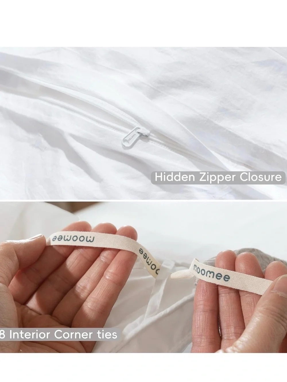 White Washed Cotton Queen Duvet Cover - Soft Breathable Linen-Like Comfort